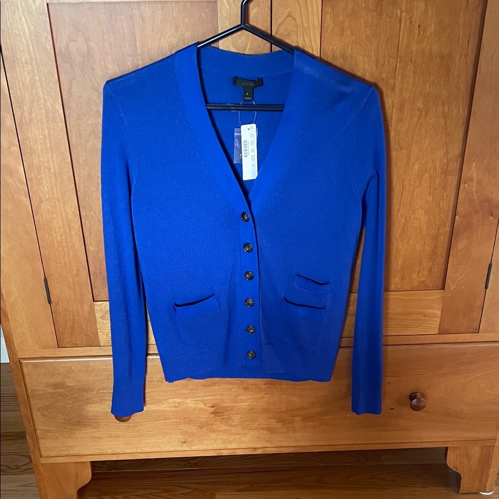 J. Crew Royal Blue V-Neck Button-Front Cardigan